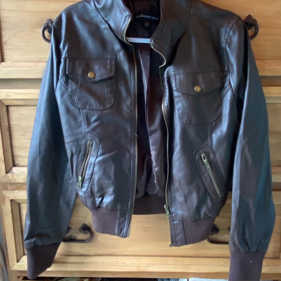 Ambiance Jackets & Blazers - Faux Brown Leather jacket